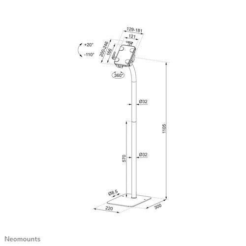 Soporte de suelo para tableta Neomounts hasta 11 pulgadas Blanco