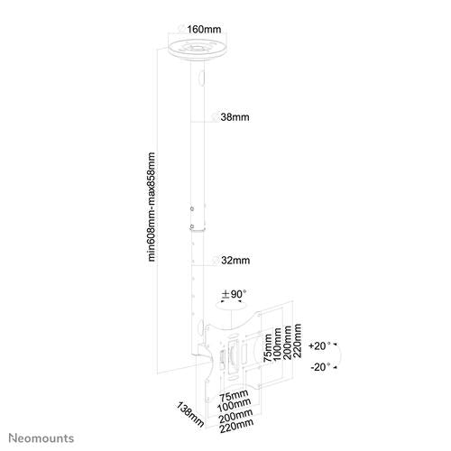 Neomounts FPMA-C060 negro Soporte de techo