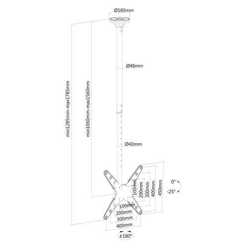 Soporte de techo para televisor hasta 75 pulgadas Vesa 400