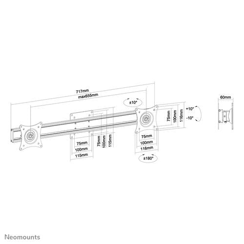 Extensión de barra transversal doble Neomounts