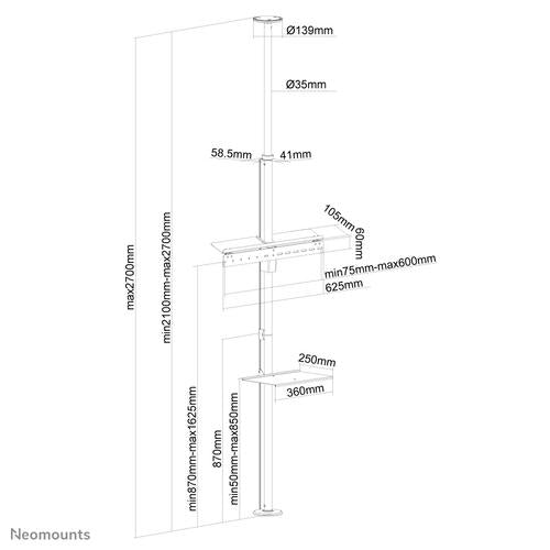 Neomounts FPMA-CF200 plata Soporte de suelo a techo