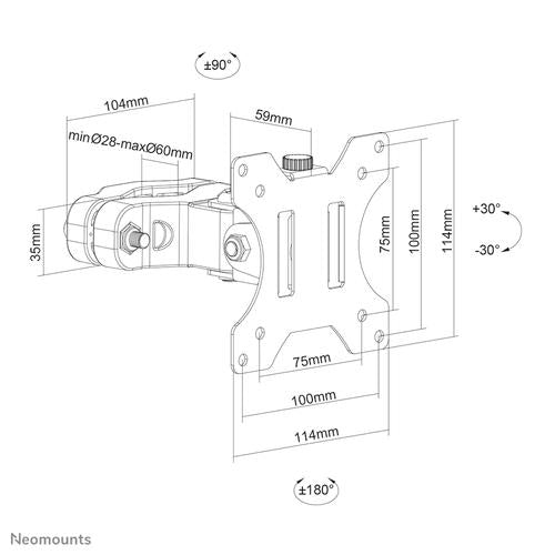 Soporte de poste para televisor Neomounts máx. 60 mm