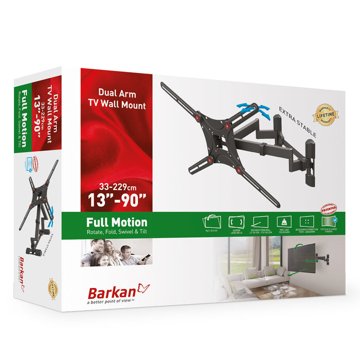 Soportes Barkan Soporte Firme para Televisor de Pared para Montaje en Esquina | Pantallas de 40 a 90 pulgadas | VESA 600x400