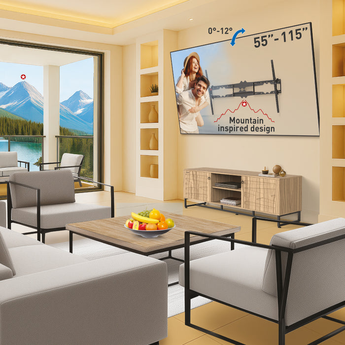 Soporte de pared para TV Barkan BM510 de 55–115 pulgadas - Inclinable - Hasta 120 kg