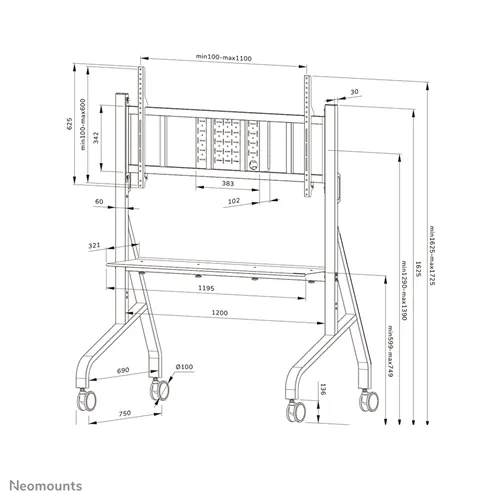 Neomounts FL50-575BL1 Soporte de Piso: Solución Móvil para Televisores de 65-110 Pulgadas - Negro