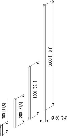 Vogel's plafondbuis 150 cm zwart