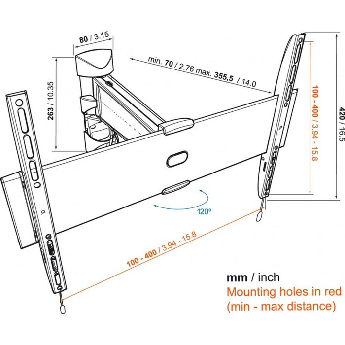Vogel's BASE 25 M draaibare tv beugel voor schermen tot 55 inch