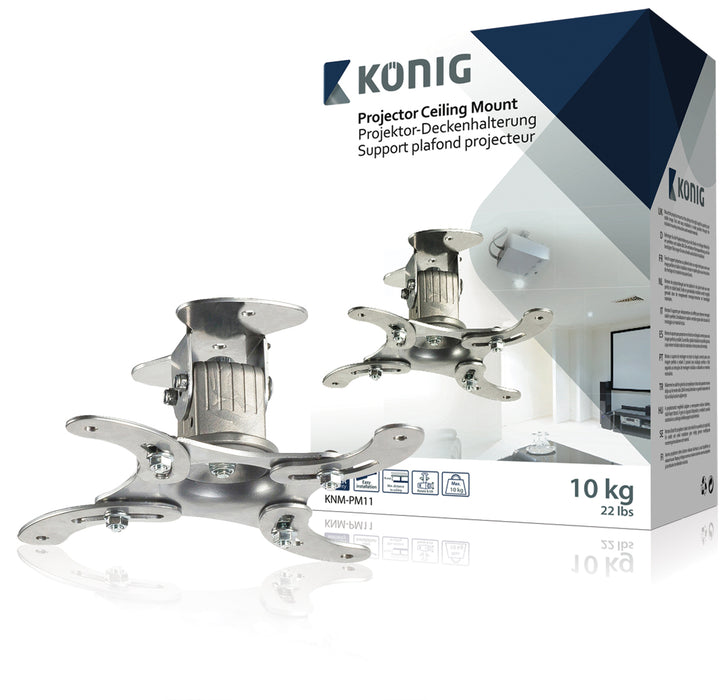 Soporte de techo para proyector 10 kg / 22 lbs plateado