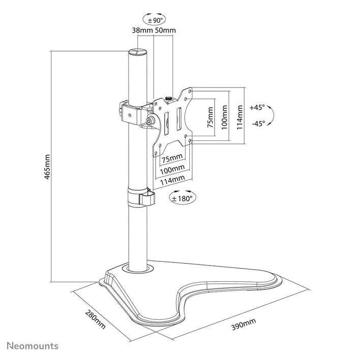 Neomounts FPMA-D550S zwart full motion bureaustandaard voor flat screens t/m 32 inch, hoogteverstelbaar - Zwart