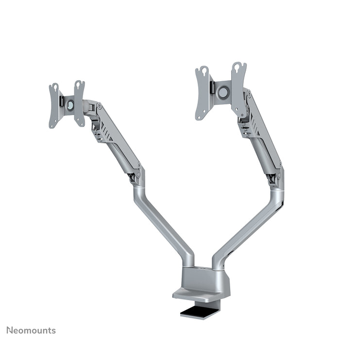 Neomounts FPMA-D750D plata es un soporte de escritorio con resorte de gas para pantallas planas de hasta 32 pulgadas (81 cm).