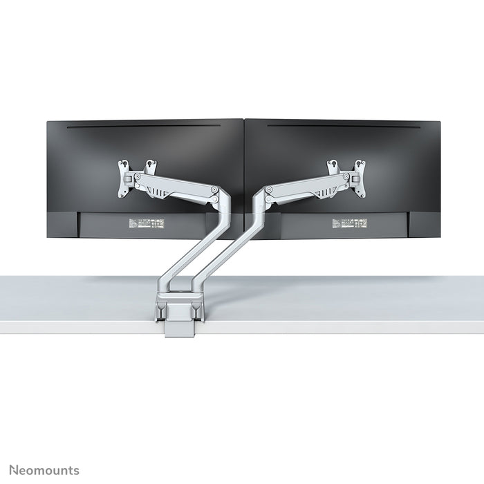 Neomounts FPMA-D750D plata es un soporte de escritorio con resorte de gas para pantallas planas de hasta 32 pulgadas (81 cm).