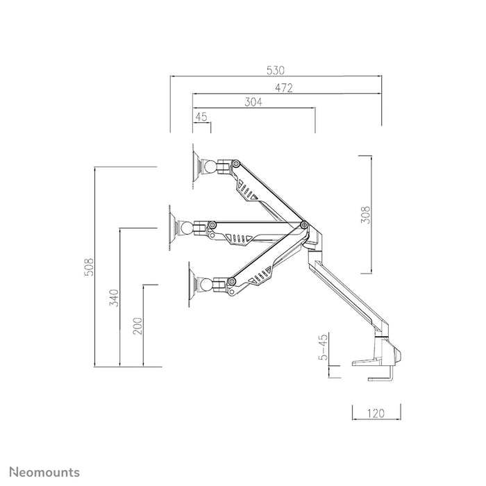 Neomounts FPMA-D750D plata es un soporte de escritorio con resorte de gas para pantallas planas de hasta 32 pulgadas (81 cm).