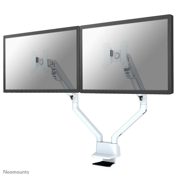 Neomounts FPMA-D750D wit is een bureausteun met gasveer voor flat screens t/m 32 inch (81 cm).