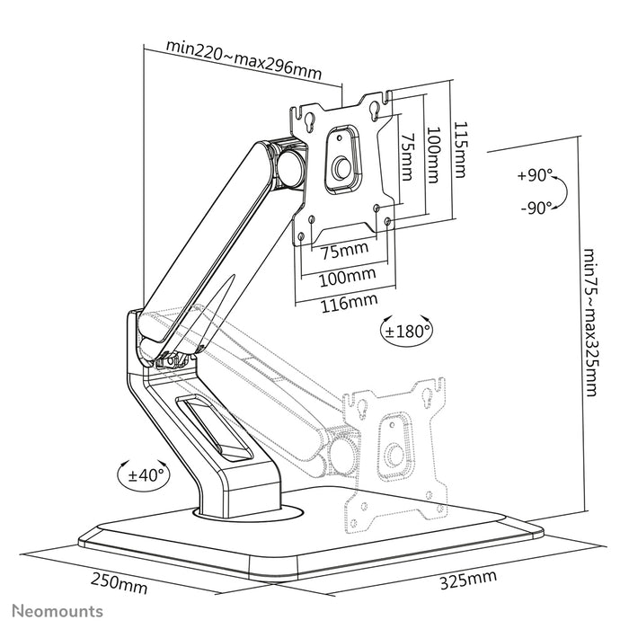 Neomounts FPMA-D885 negro es un soporte de escritorio para pantallas planas hasta 32 pulgadas (81 cm)