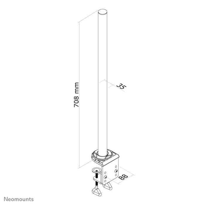 Neomounts FPMA-D935POLE is een paal van 70 cm hoog voor de bureausteunen Neomounts FPMA-D935 & Neomounts FPMA-D935D.