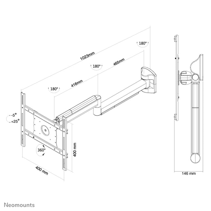 Neomounts FPMA-HAW050 es un soporte de pared médico para pantallas planas de hasta 40 pulgadas (102 cm).