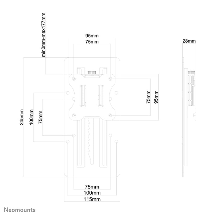 Neomounts FPMA-LIFT100 negro es un adaptador que permite el ajuste escalonado de altura en soportes VESA 75/100.