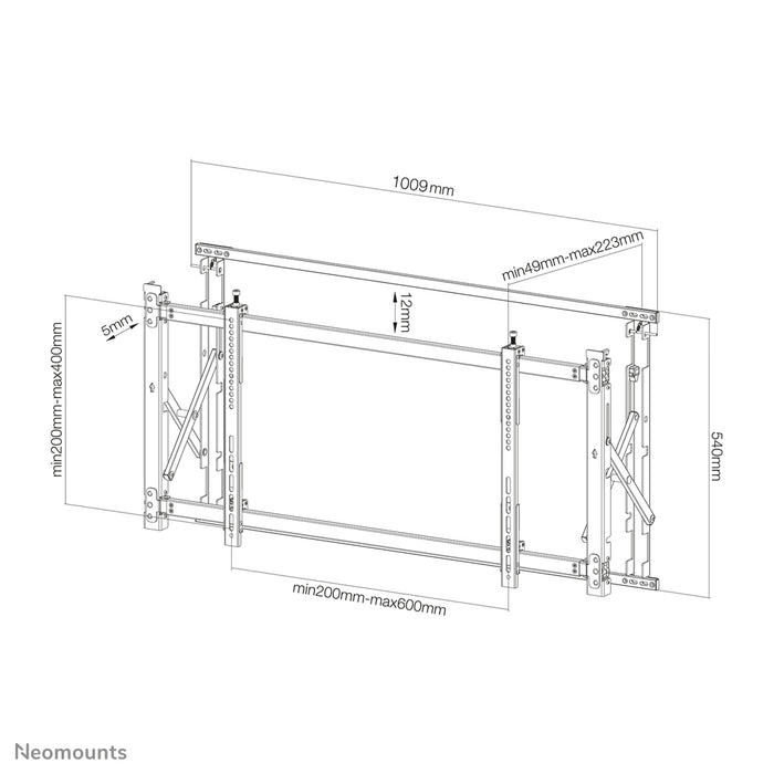 Neomounts LED-VW1750 negro es un soporte de pared plano para muro de video para pantallas de hasta 55 pulgadas (140 cm).