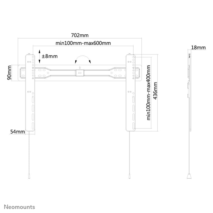 Neomounts LED-W600 negro es un soporte de pared plano para pantallas planas de hasta 75 pulgadas.