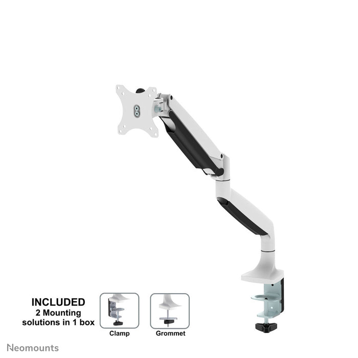 Neomounts NM-D750 wit is een bureausteun met gasveer voor flat screens t/m 32 inch (82 cm).