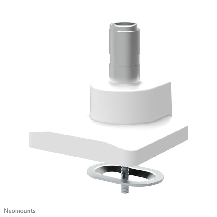 Neomounts NM-D775DX blanco es un soporte de escritorio con resorte de gas, barra transversal y palanca para pantallas planas de hasta 32 pulgadas (81 cm).