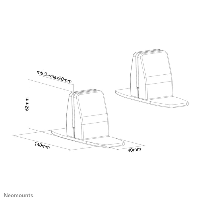 Juego de abrazaderas para escritorio Neomounts con base para mesa - Blanco
