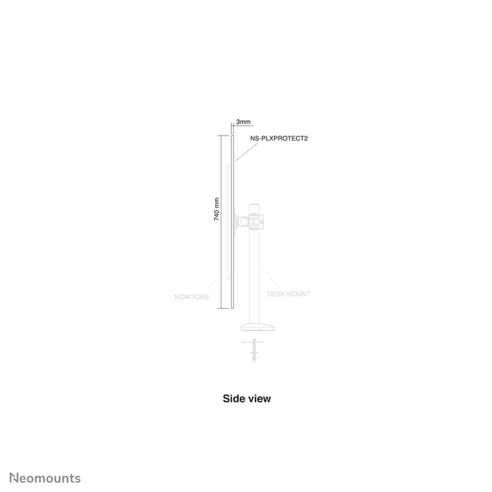 Neomounts NS-PLXPROTECT2 es una pantalla transparente para 2 pantallas planas y ofrece protección contra la distancia en el lugar de trabajo - Acrílico transparente, 100% reciclable | PLXPROTECT está registrado como patente de diseño de la UE |