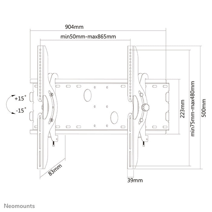 Neomounts PLASMA-W200 negro es un soporte de pared inclinable para pantallas planas de hasta 85 pulgadas (216 cm).