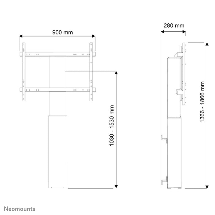 Neomounts PLASMA-W2250 zilver is een gemotoriseerde wandsteun voor schermen t/m 100 inch.