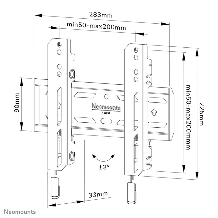 Neomounts WL30S-850BL12 soporte plano de pared para pantallas de 24-55 pulgadas - Negro