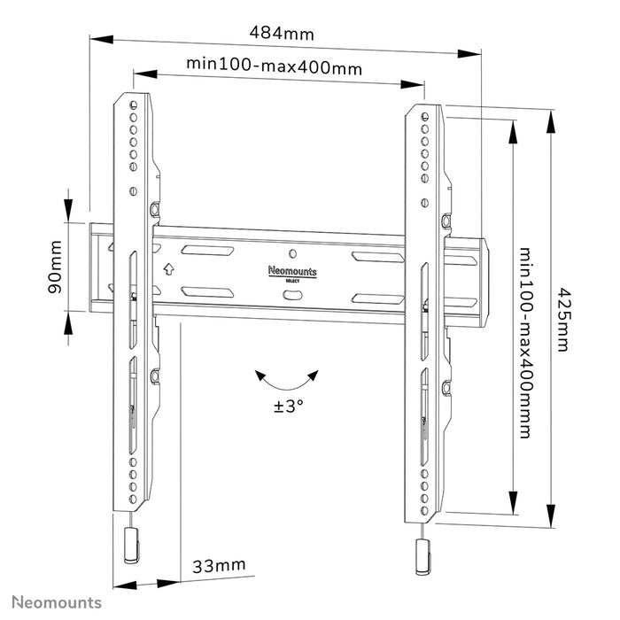 Neomounts WL30S-850BL14 soporte plano de pared para pantallas de 32-65 pulgadas - Negro