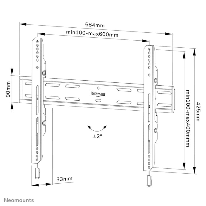 Neomounts WL30S-850BL16 soporte plano de pared para pantallas de 40-82 pulgadas - Negro