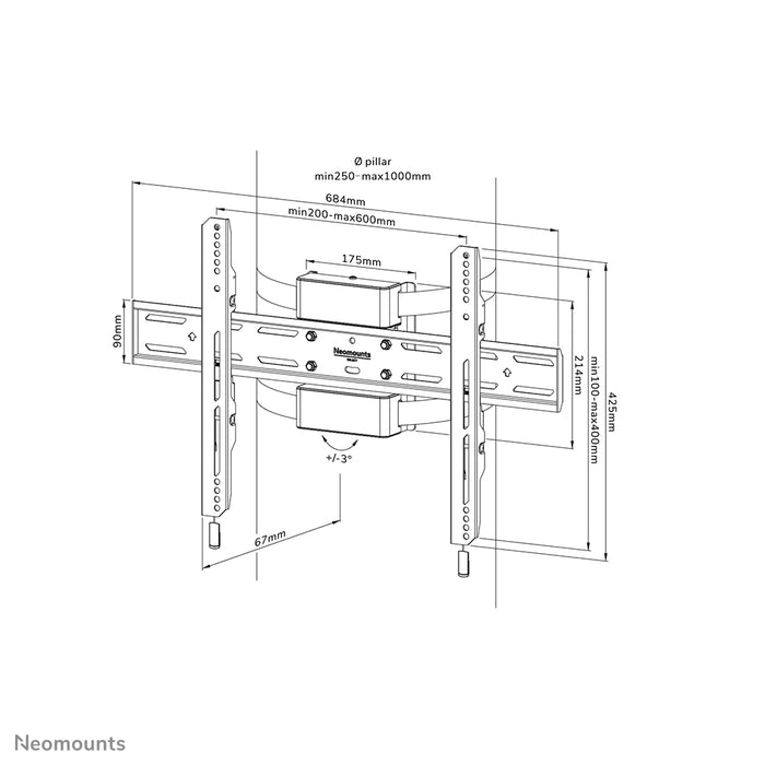 Neomounts WL30S-910BL16 soporte de columna plano para pantallas de 40-75 pulgadas - Negro