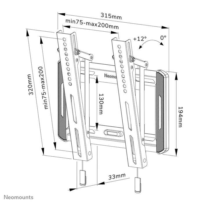Neomounts WL35-550BL12 soporte de pared inclinable para pantallas de 24-55 pulgadas - Negro
