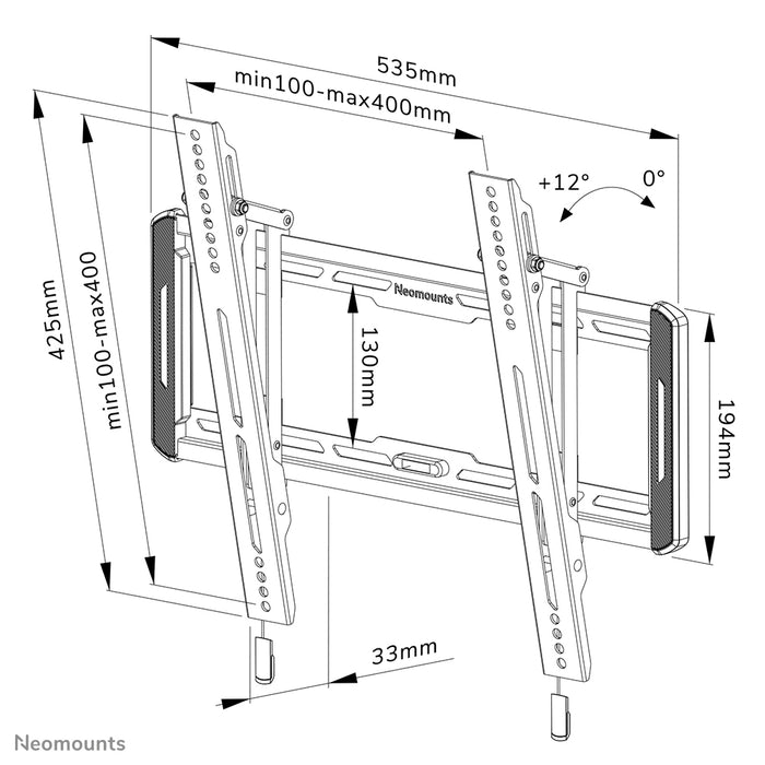 Soporte de pared inclinable Neomounts WL35-550BL14 para pantallas de 32-65 pulgadas - Negro