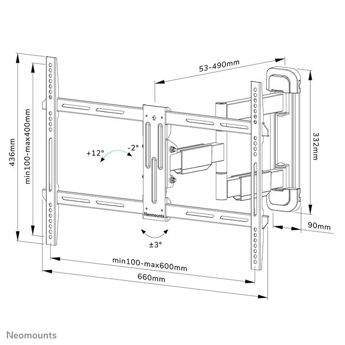 Neomounts WL40-550BL16 full motion wandsteun voor 40-65 inch schermen - Zwart