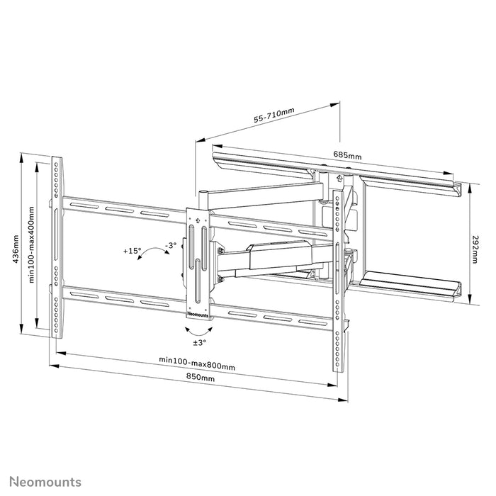 Neomounts WL40-550BL18 soporte de pared de movimiento completo para pantallas de 43-75 pulgadas - Negro