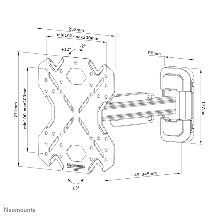 Neomounts WL40S-840BL12 soporte de brazo móvil completo para pantallas de 32-55 pulgadas - Negro