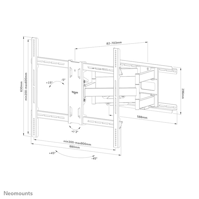 Neomounts WL40S-950BL18 soporte de brazo móvil completo para pantallas de 55-110 pulgadas - Negro
