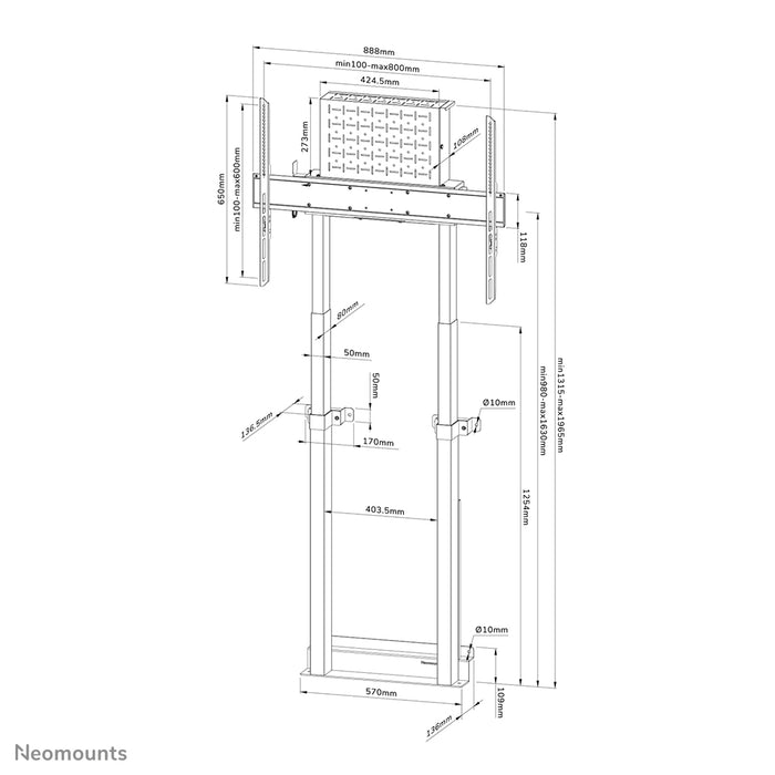 Soporte de pared motorizado Neomounts WL55-875BL1 para pantallas de 37 a 100 pulgadas - Negro