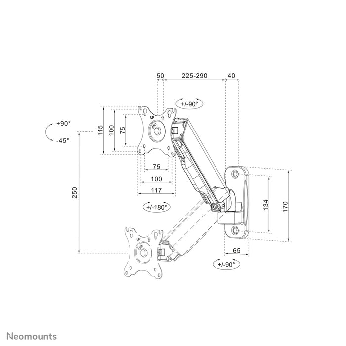 Neomounts WL70-440BL11 soporte de brazo móvil completo para pantallas de 17 a 32 pulgadas - Negro