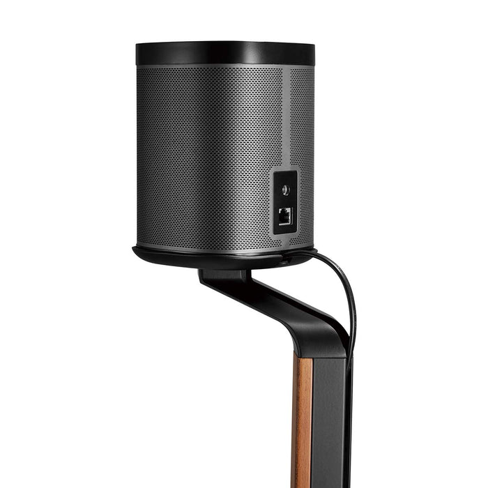 Soporte de diseño escandinavo para altavoces Sonos One, One SL y PLAY:1 – Base de madera/metal con gestión de cables y amortiguación de vibraciones.