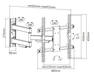 Wolff Mount draai- en kantelbare muurbeugel voor Samsung 32–55 inch – maattekening