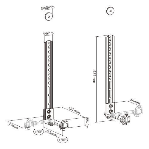 TVB-108 soundbar beugels tekening en maten