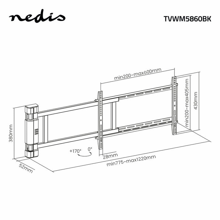 Soporte de pared eléctrico para TV de 32-75" | Máx. 40 kg | Ángulo de giro de 90° | Mando a distancia