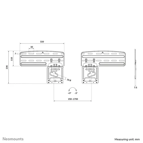 Neomounts WL30-265BL1 Soporte de Pared Ultra Plano para Televisores Samsung de 43 a 85 pulgadas