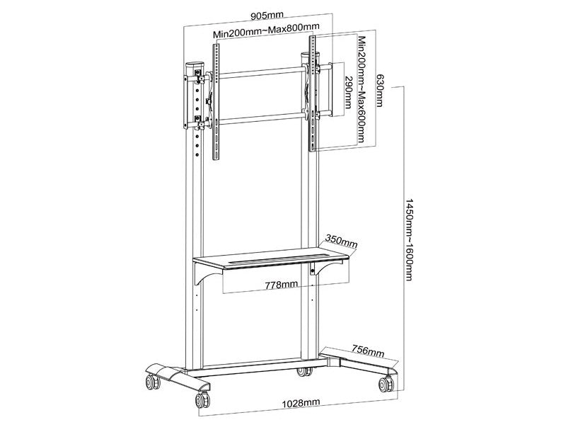 Wolff Mount TVB-133 – Verrijdbare TV-standaard tot 100 inch