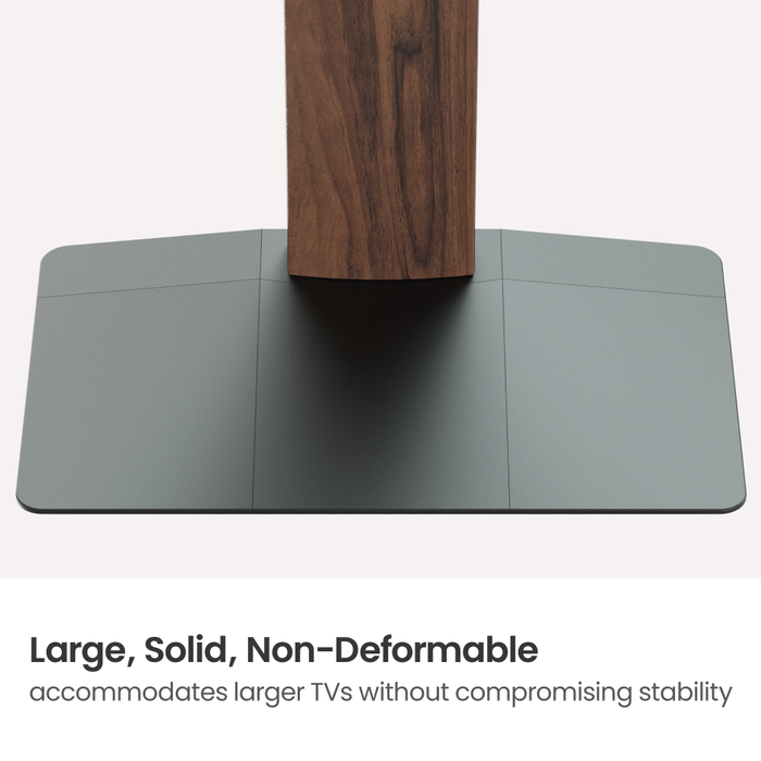 Soporte Wolff Mount – Soporte de pie independiente premium para televisor con FreeLift™ – Altura ajustable con un solo dedo – Compatible con televisores de hasta 86 pulgadas – Base maciza extra grande – Gestión de cables – Negro/Nogal