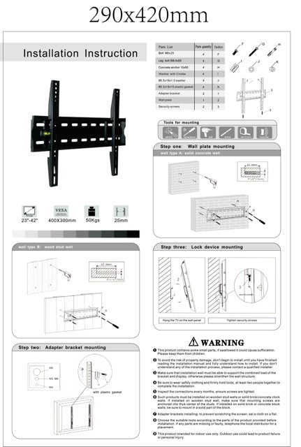 Soporte de pared plano de segunda mano para pantallas de hasta 42" Solo 2,5 cm [VESA 300x400mm]